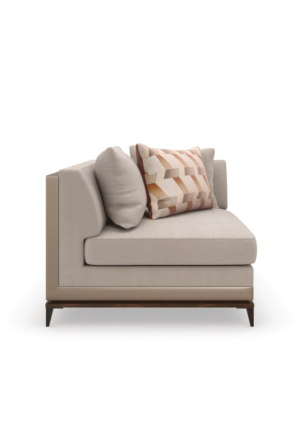 Luxury Taupe Twill Sectional Sofa Modern Italian Style for Villa