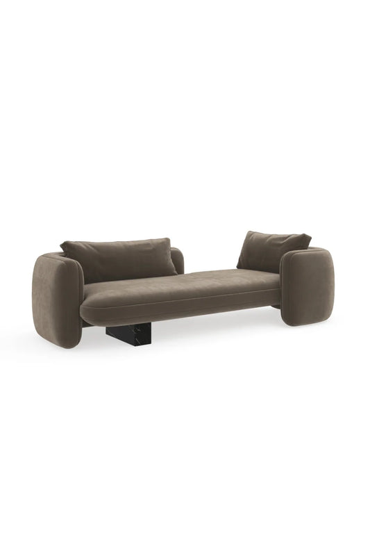 Luxury Taupe Velvet Bedroom Chaise Modern Italian Style for Villa