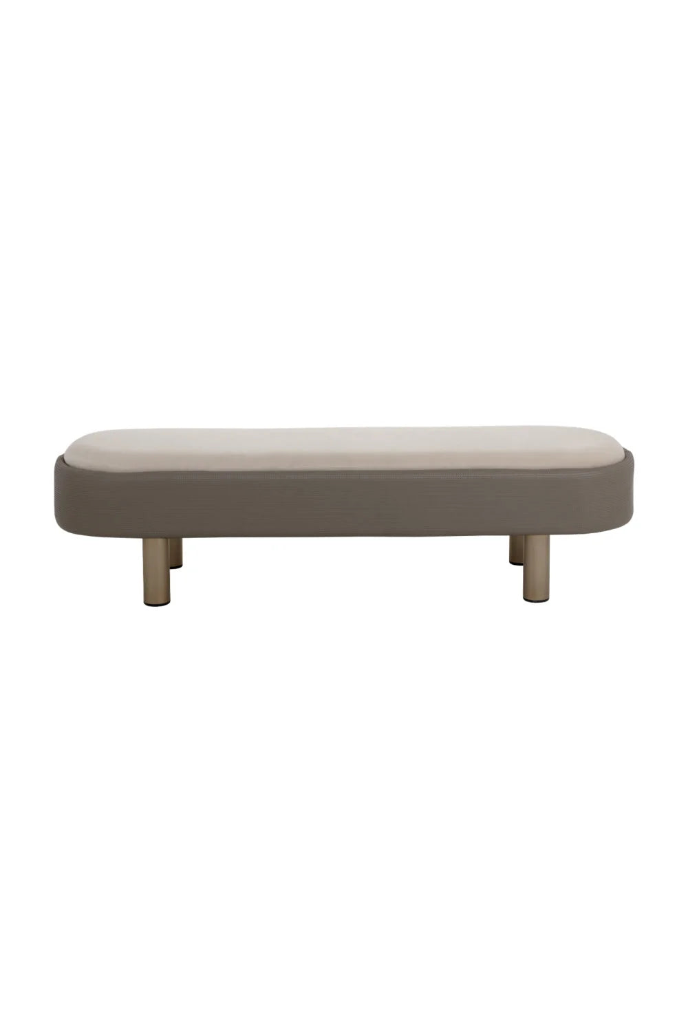 Luxury Taupe Velvet Bench European Style for Villa