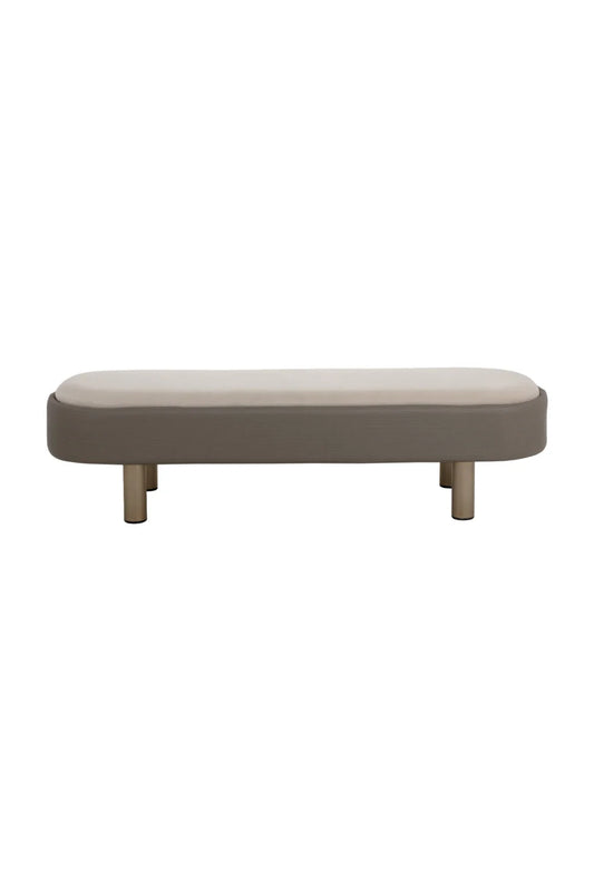 Luxury Taupe Velvet Bench European Style for Villa