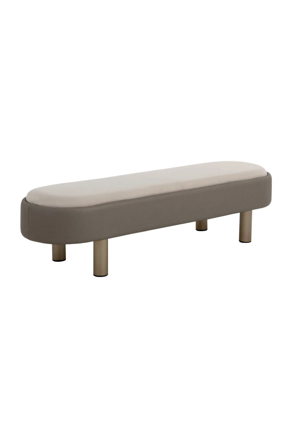 Luxury Taupe Velvet Bench European Style for Villa