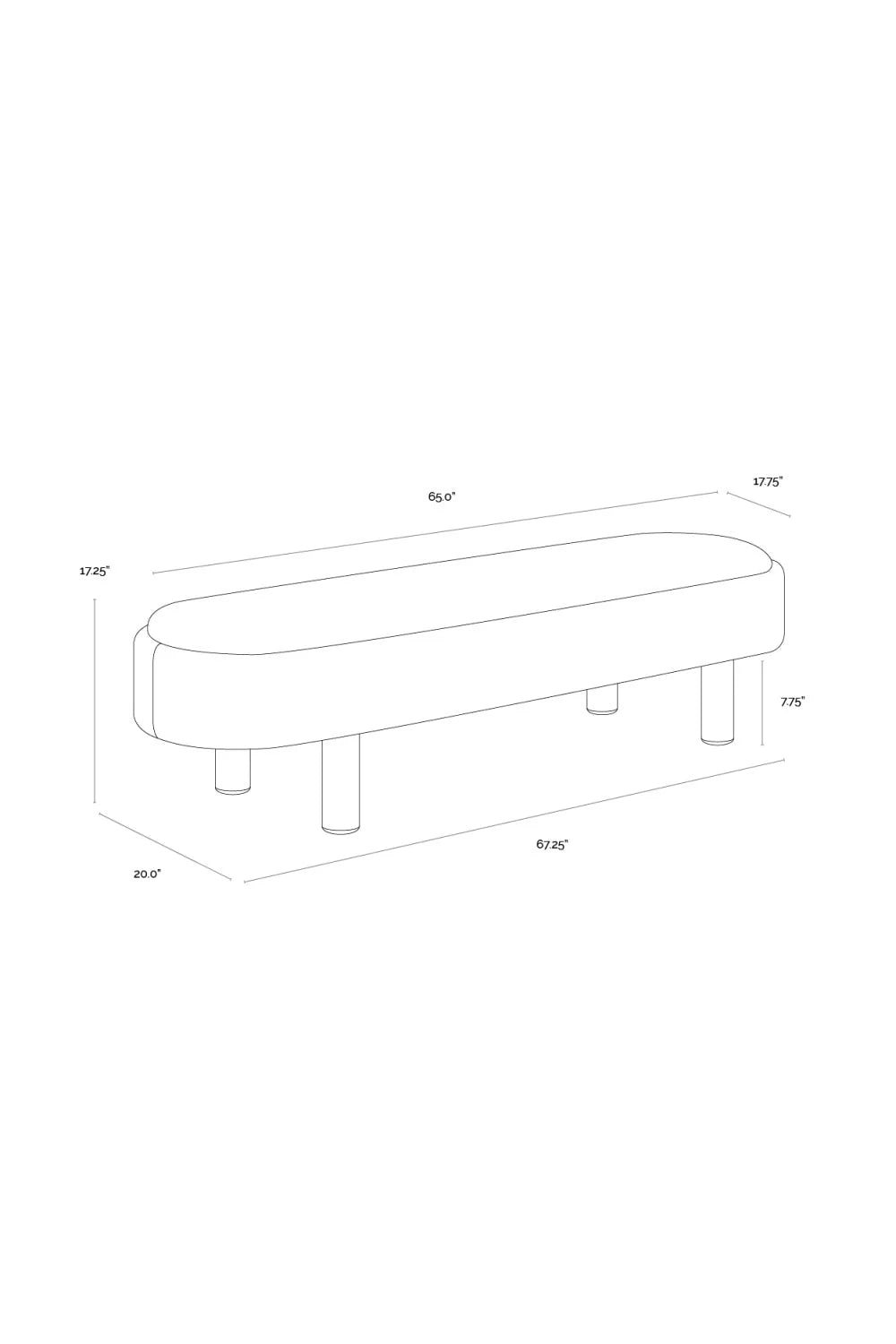 Luxury Taupe Velvet Bench European Style for Villa