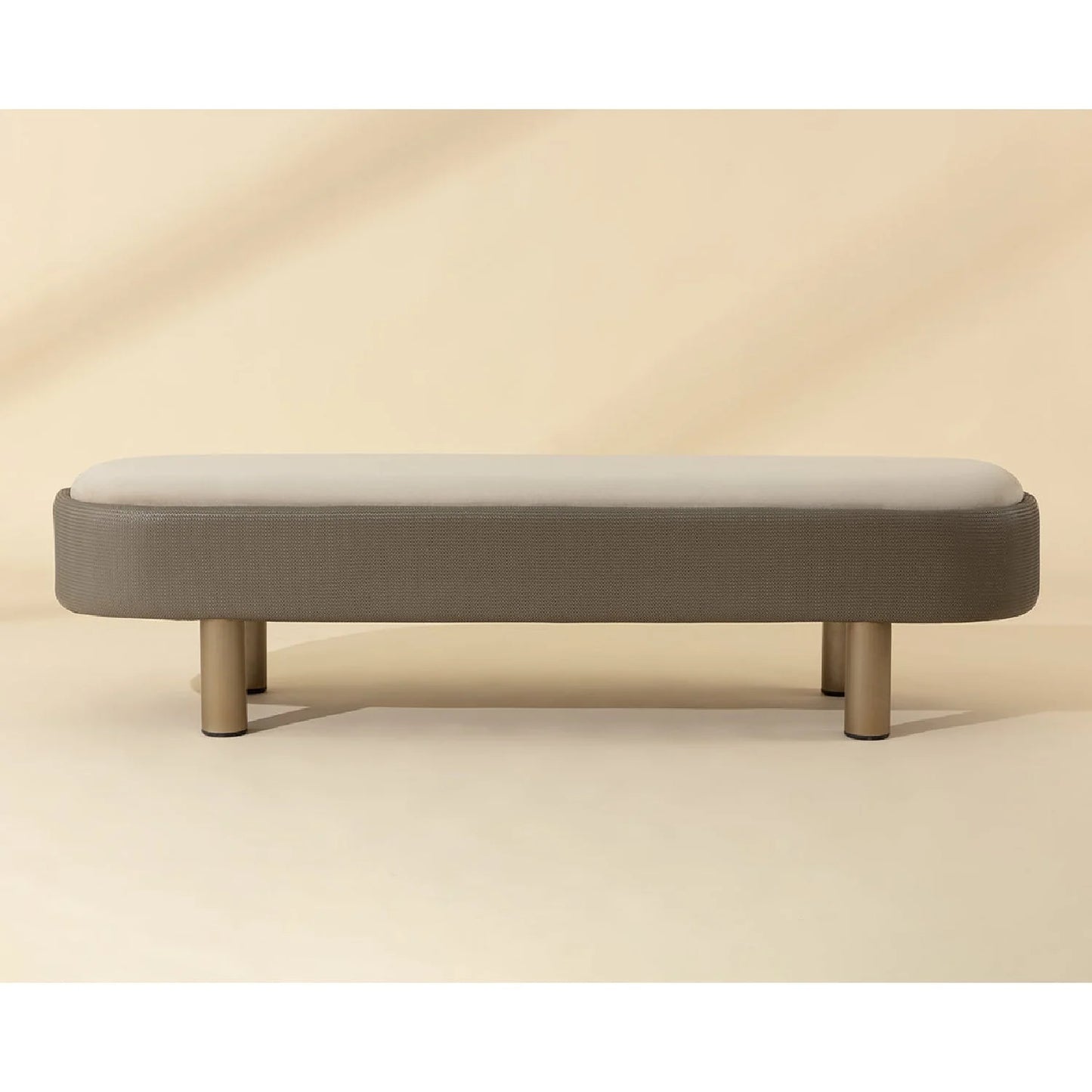 Luxury Taupe Velvet Bench European Style for Villa