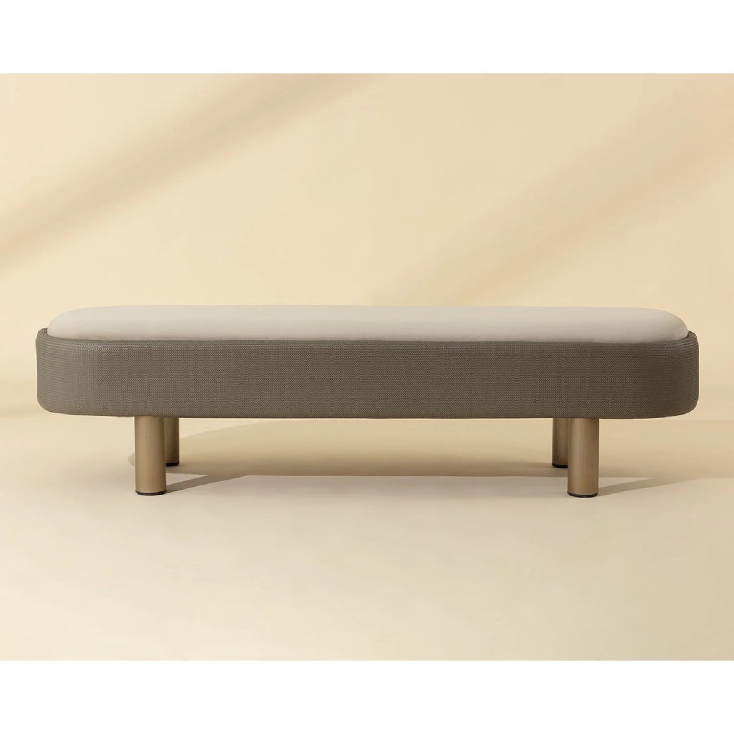 Luxury Taupe Velvet Bench European Style for Villa
