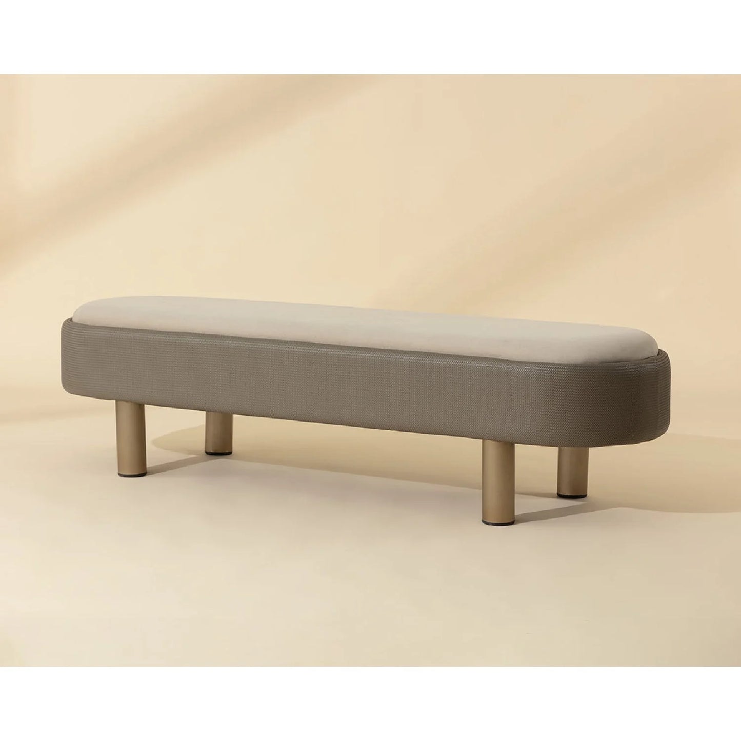 Luxury Taupe Velvet Bench European Style for Villa