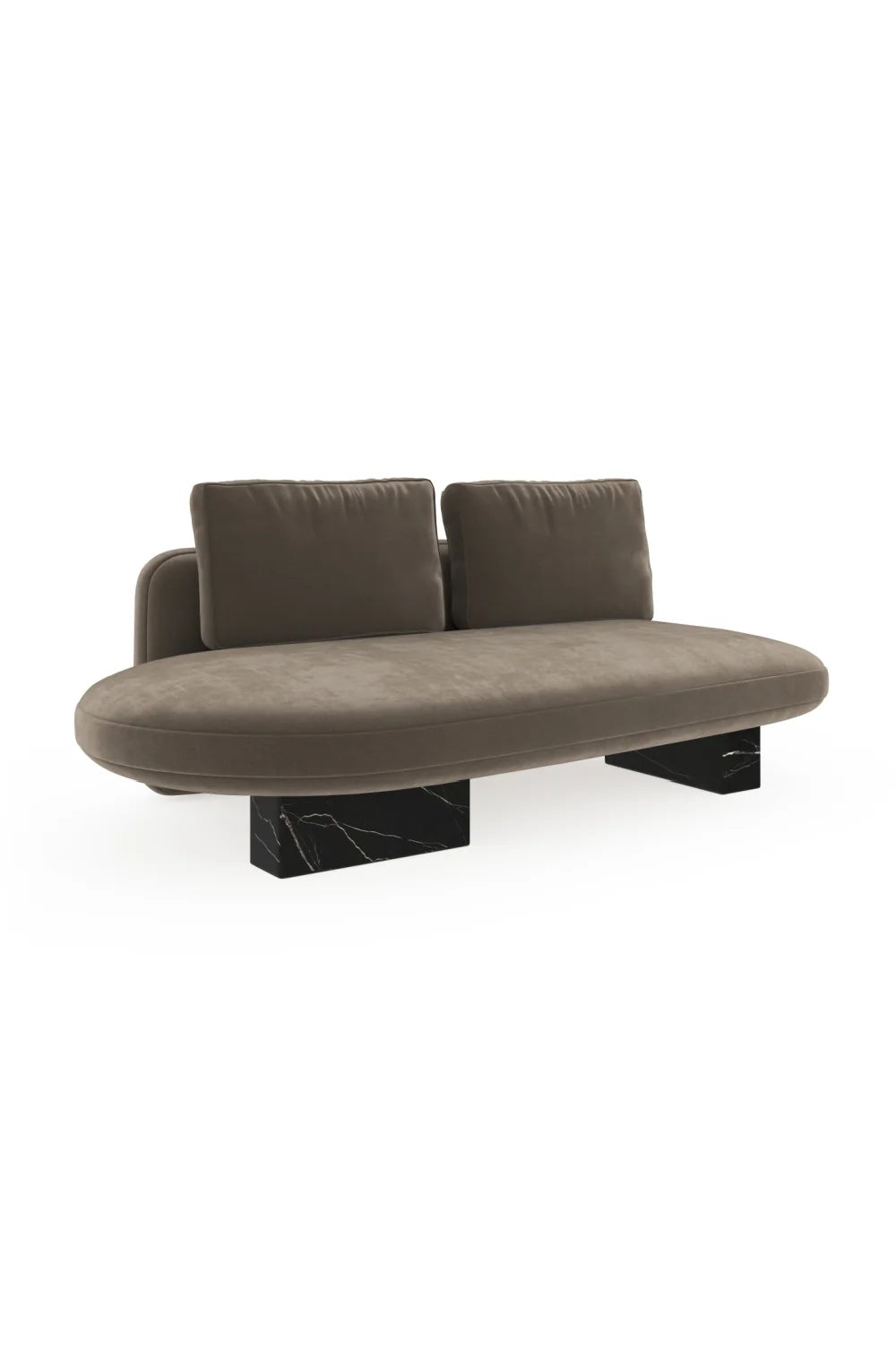 Luxury Taupe Velvet Bumper Sofa Modern Italian Style for Villa