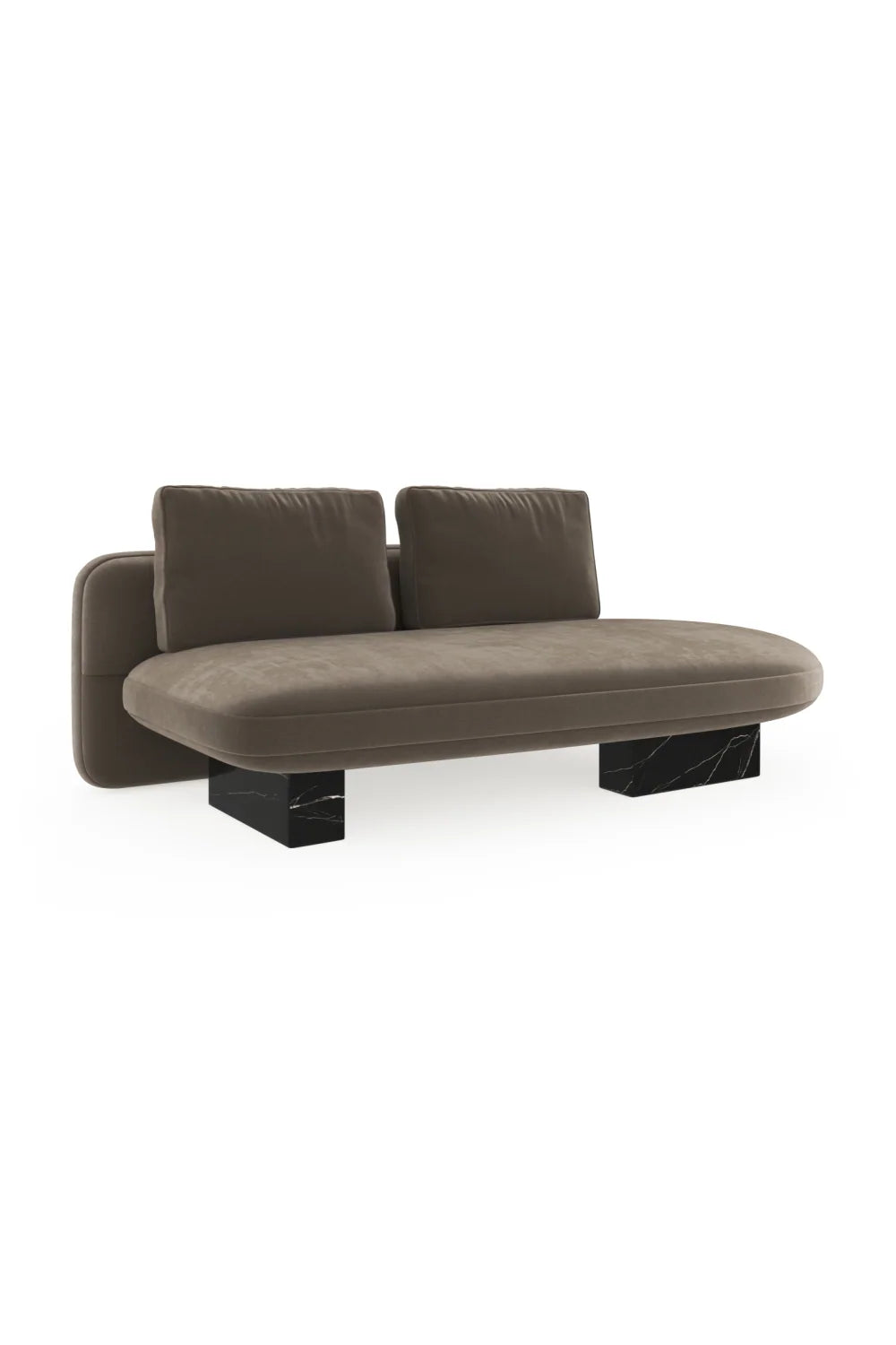 Luxury Taupe Velvet Bumper Sofa Modern Italian Style for Villa