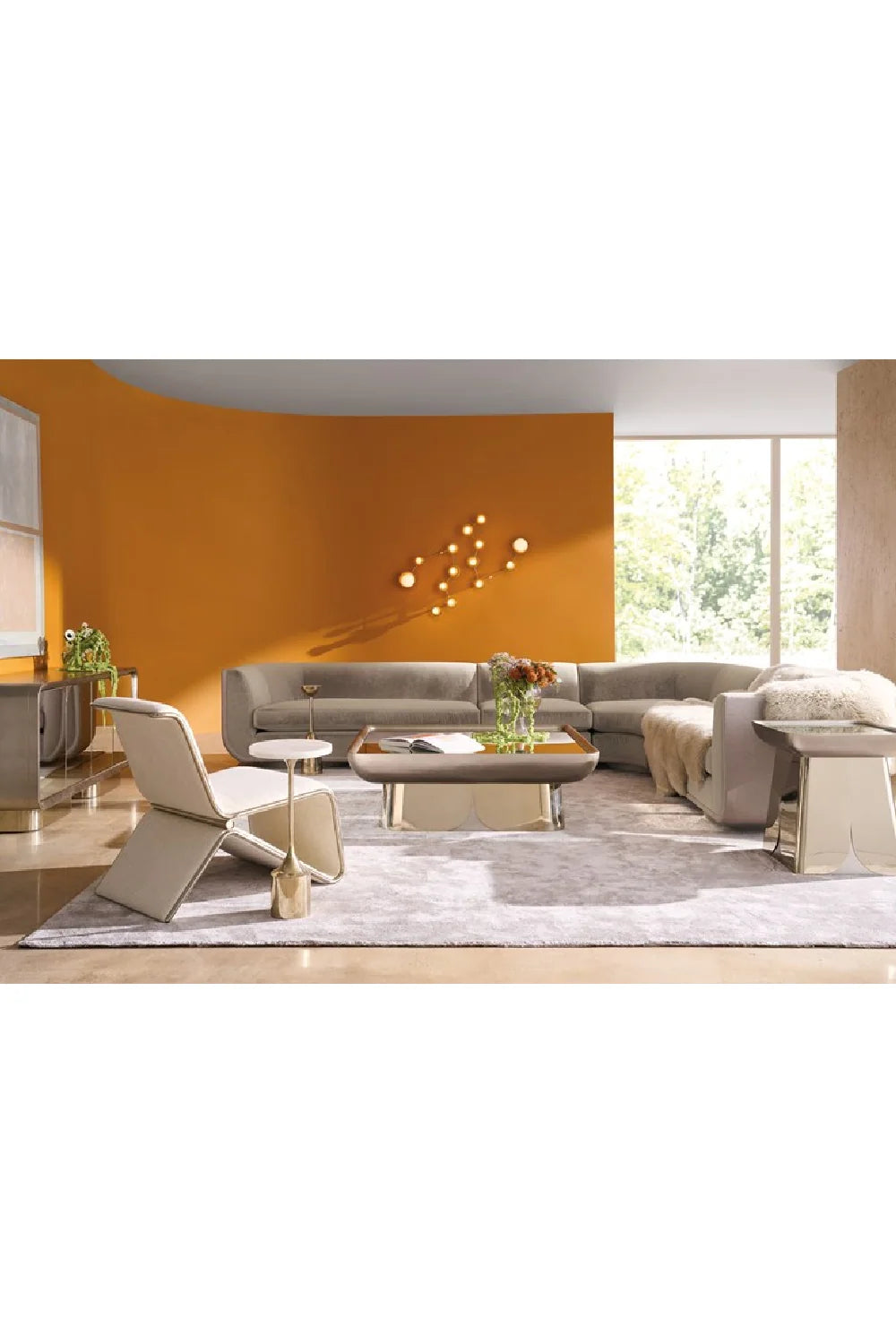 Luxury Taupe Velvet Lounge Chair Modern Italian Style for Villa