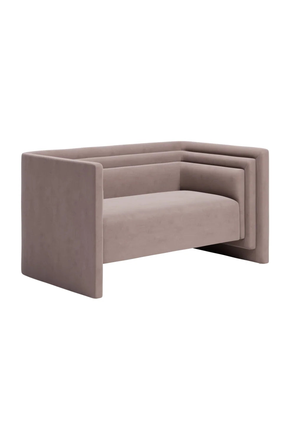 Luxury Taupe Velvet Loveseat Modern Italian Style for Villa