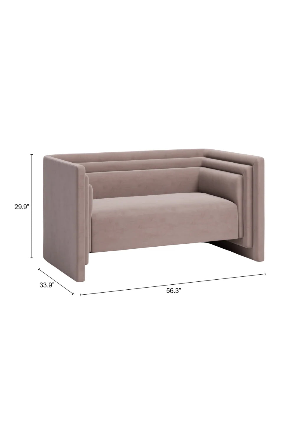 Luxury Taupe Velvet Loveseat Modern Italian Style for Villa