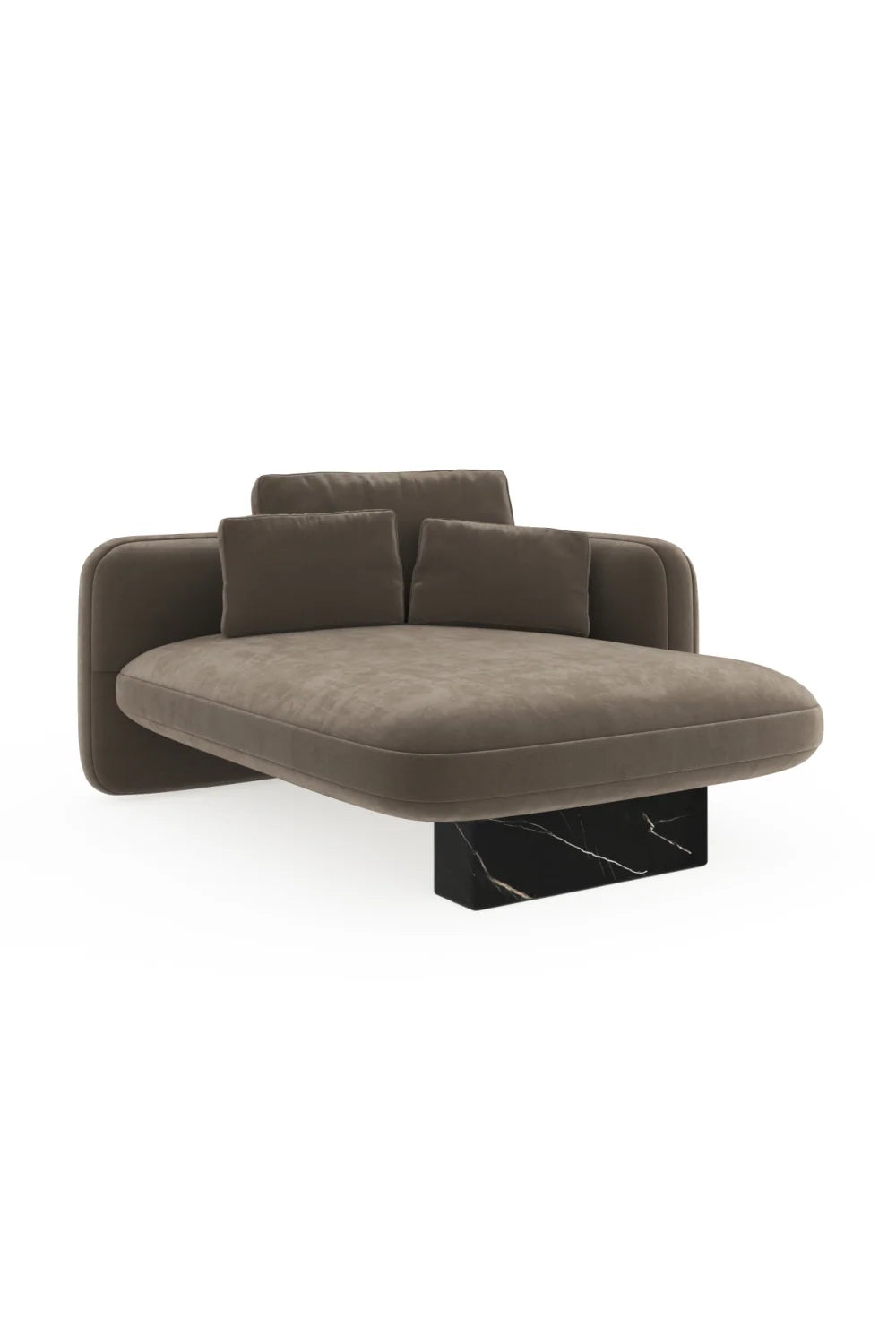Luxury Taupe Velvet Right Chaise Modern Italian Style for Villa