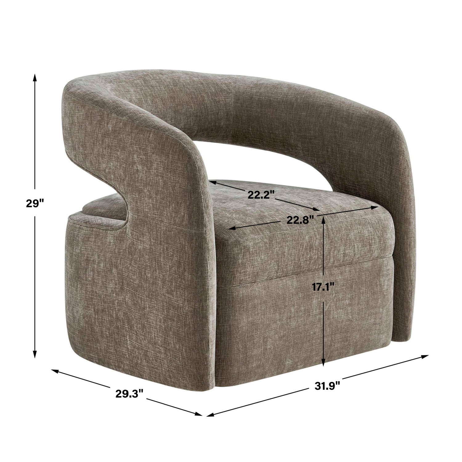 Luxury Taupe Velvet Swivel Lounge Chair Modern Italian Style for Villa