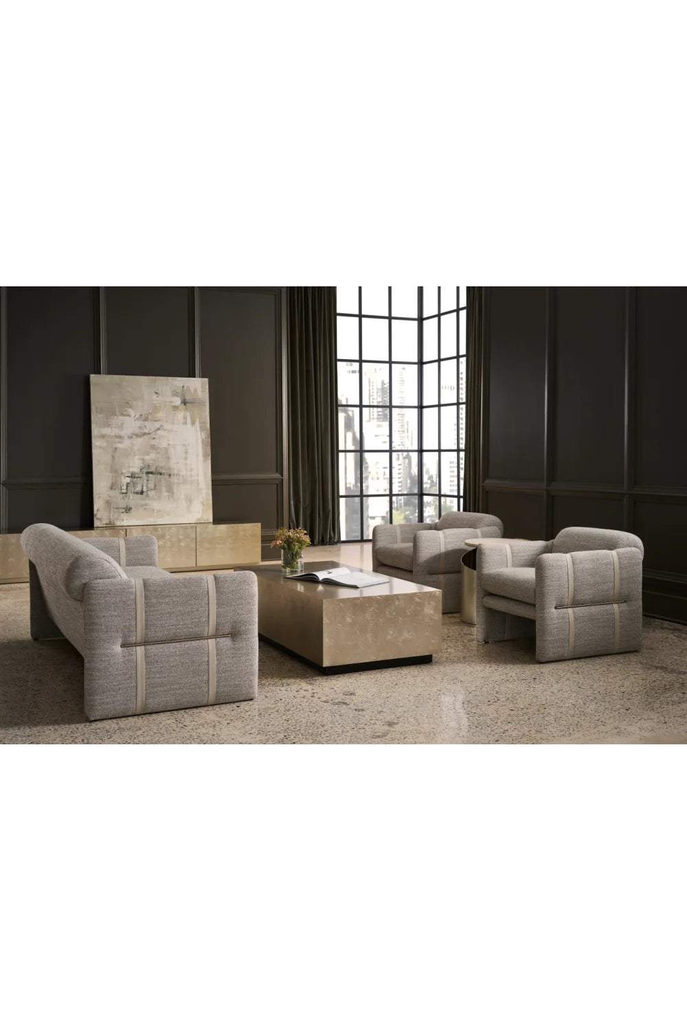 Luxury Taupe Wood Coffee Table Modern Italian Style for Villa