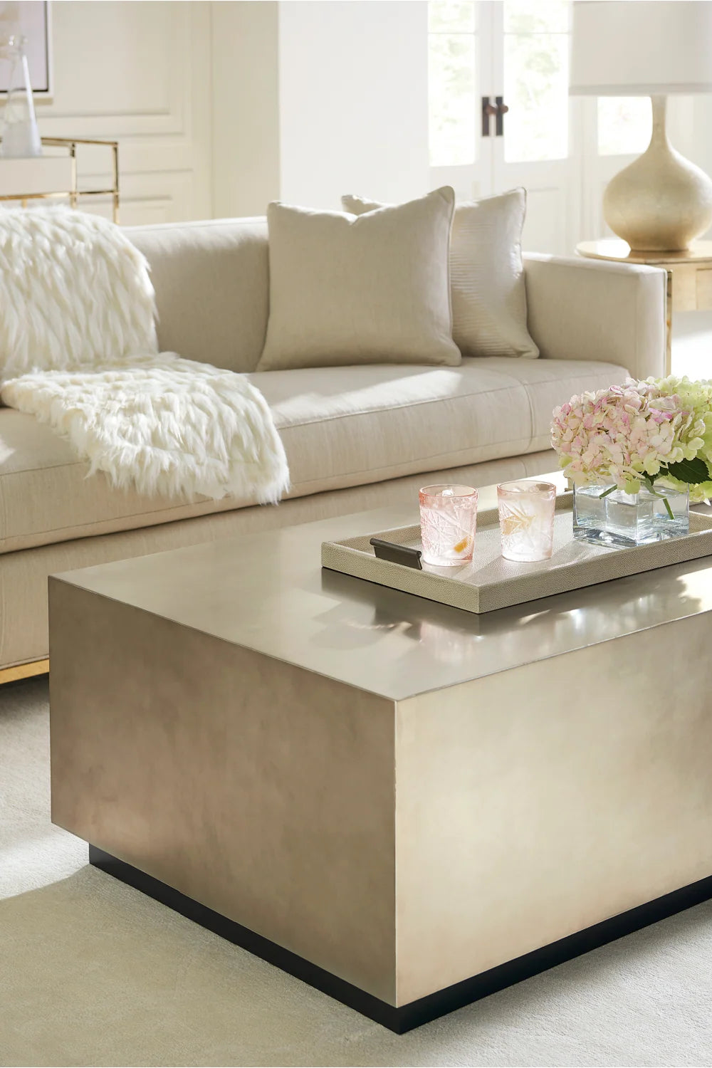 Luxury Taupe Wood Coffee Table Modern Italian Style for Villa