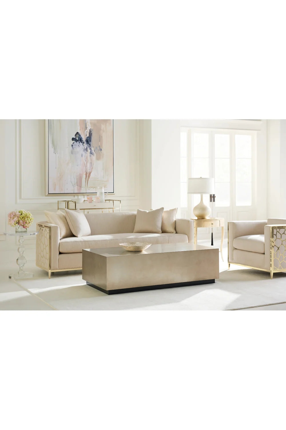 Luxury Taupe Wood Coffee Table Modern Italian Style for Villa