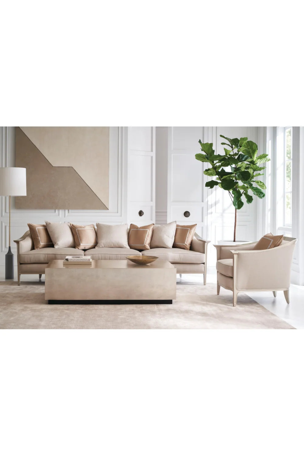 Luxury Taupe Wood Coffee Table Modern Italian Style for Villa
