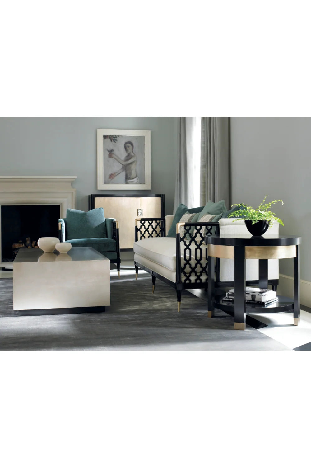 Luxury Taupe Wood Coffee Table Modern Italian Style for Villa