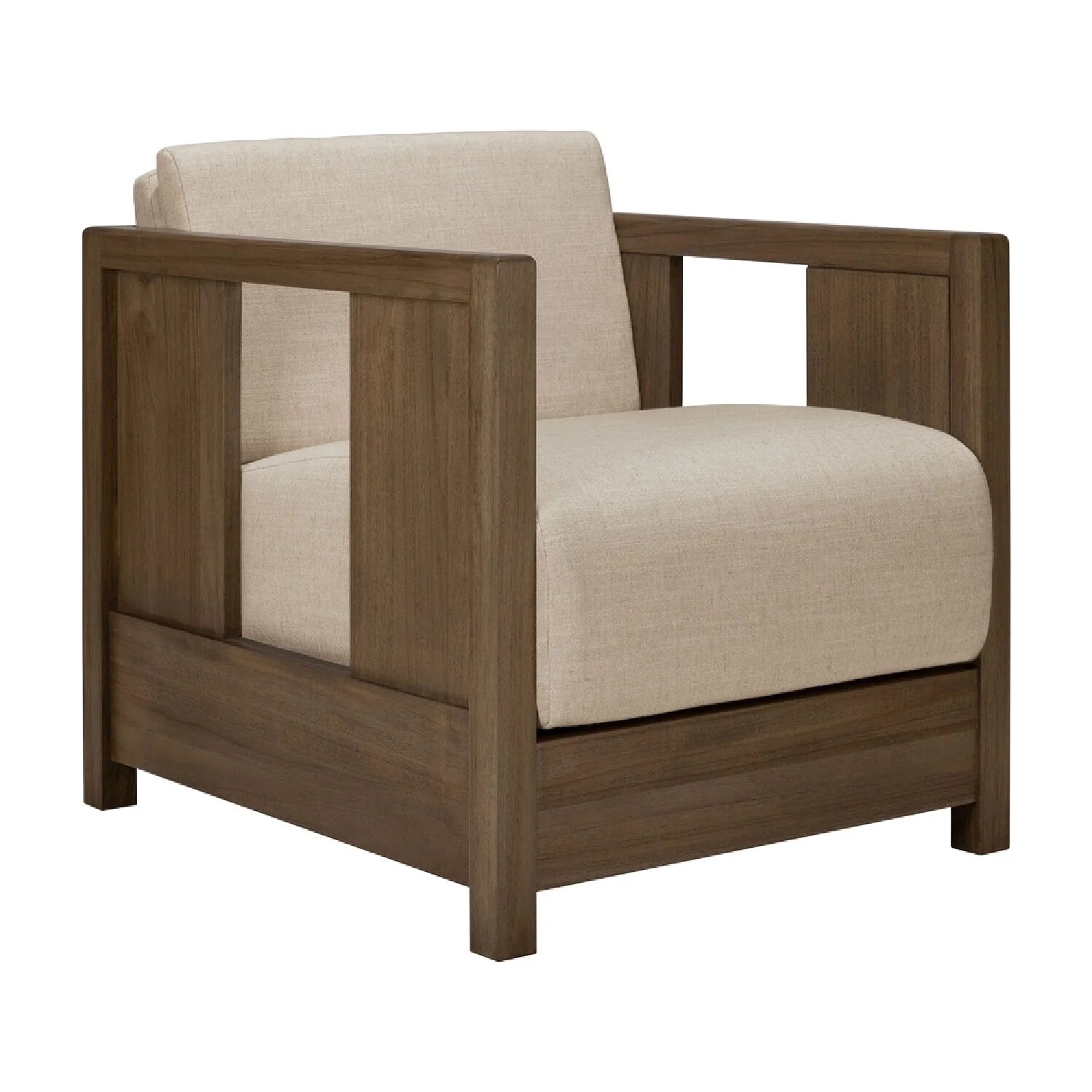 Luxury Teak Fabric Lounge Chair Modern Italian Style for Villa