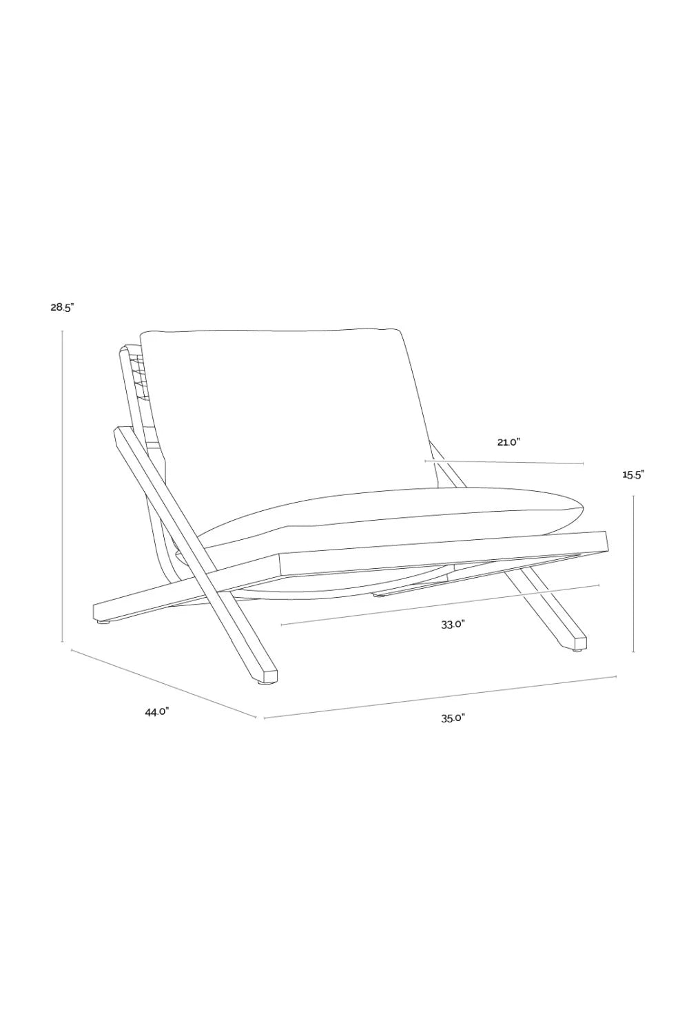 Luxury Teak Framed Lounge Chair European Style for Villa