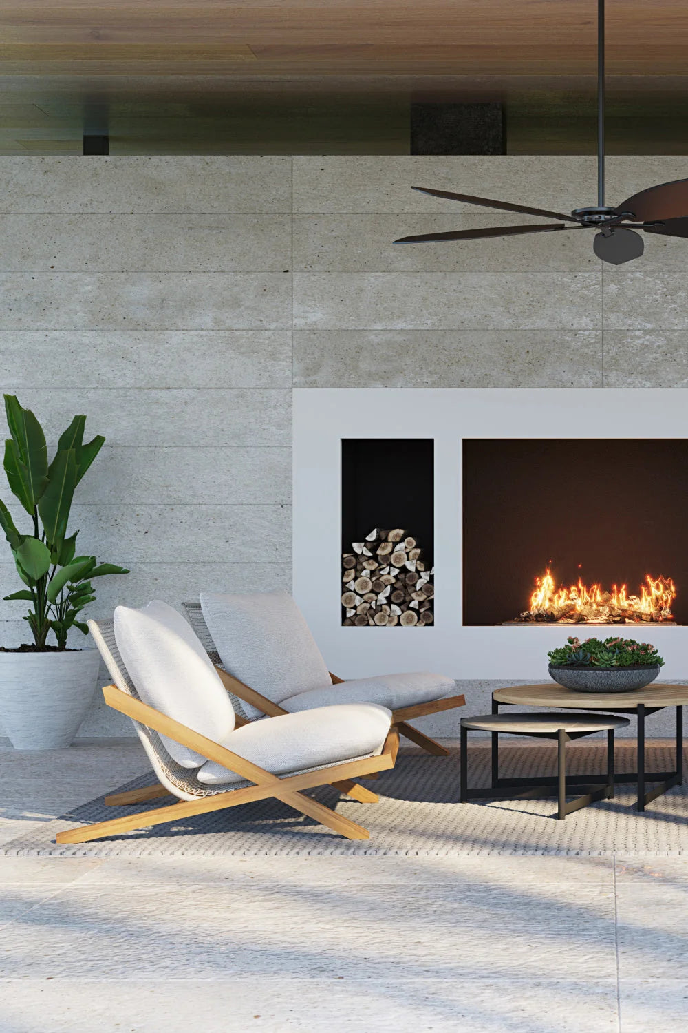 Luxury Teak Framed Lounge Chair European Style for Villa