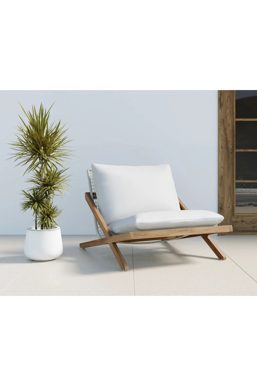 Luxury Teak Framed Lounge Chair European Style for Villa