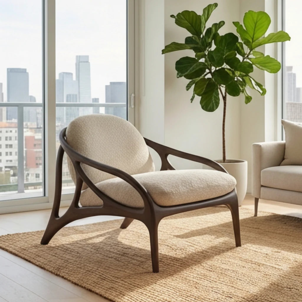 Luxury Teak Indoor Outdoor Lounge Chair Modern European Style for Villa