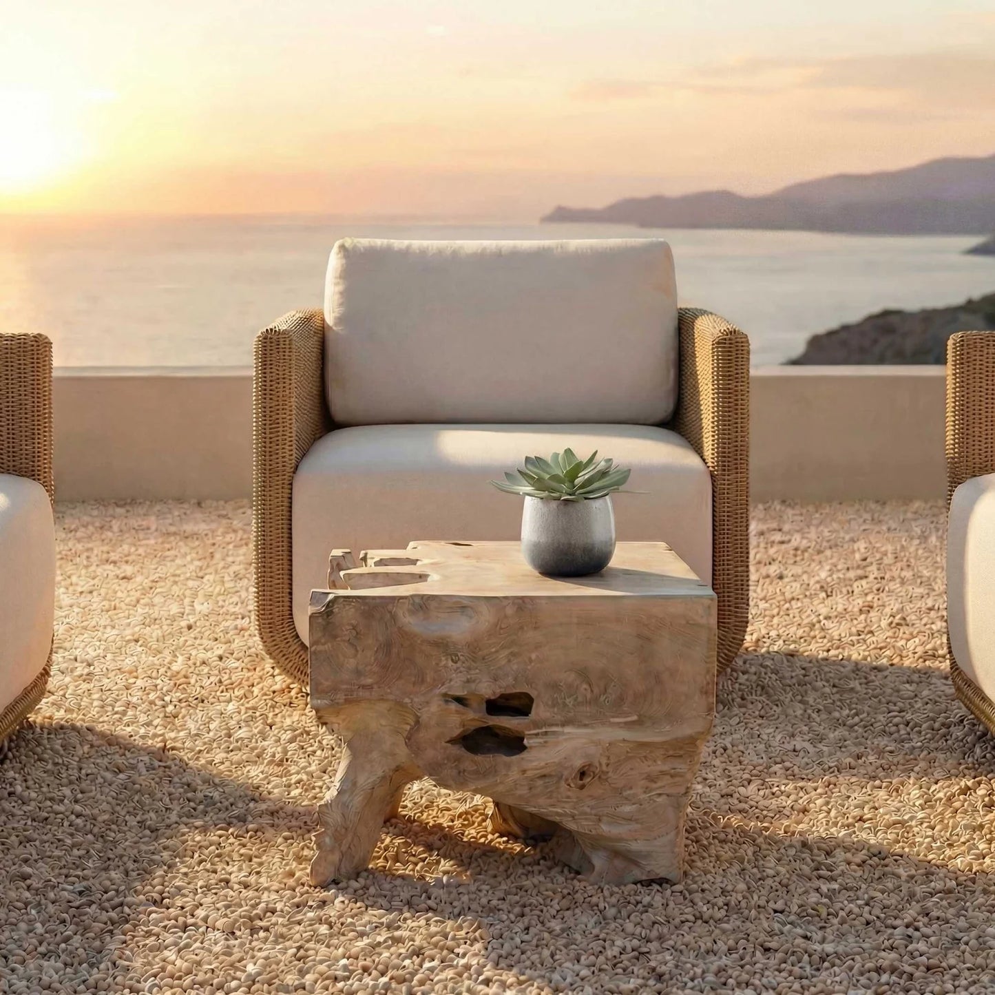 Luxury Teak Root Coffee Table Modern Italian Style for Villa