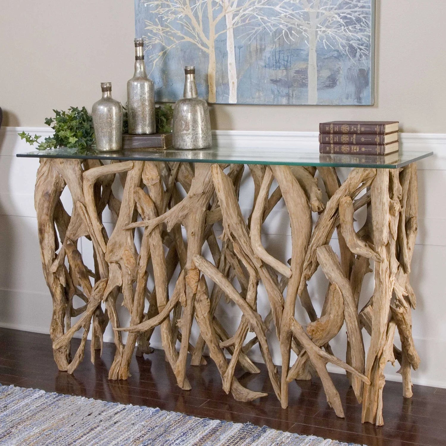 Luxury Teak Roots Console Table Modern Italian Style for Villa