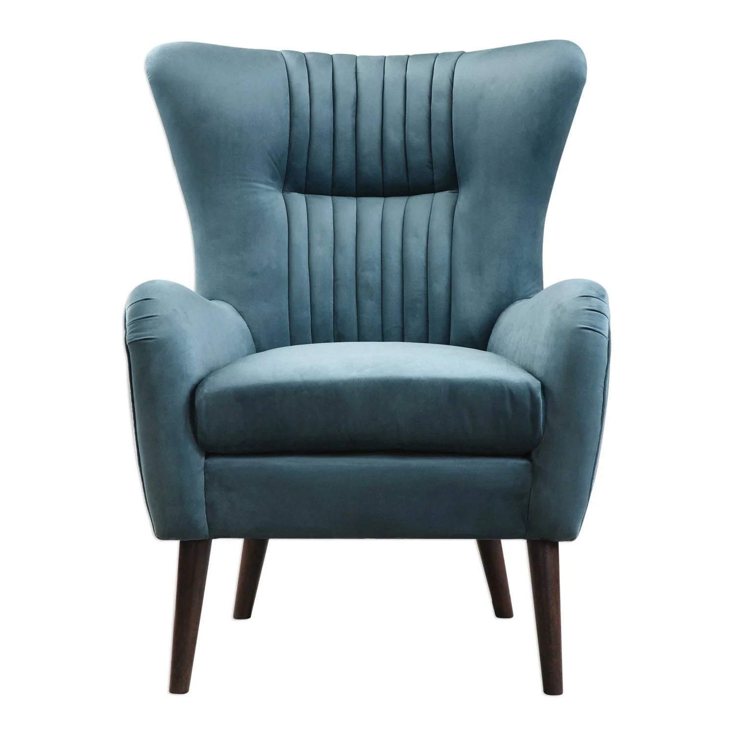 Luxury Teal Blue Velvet Accent Chair European Style for Villa