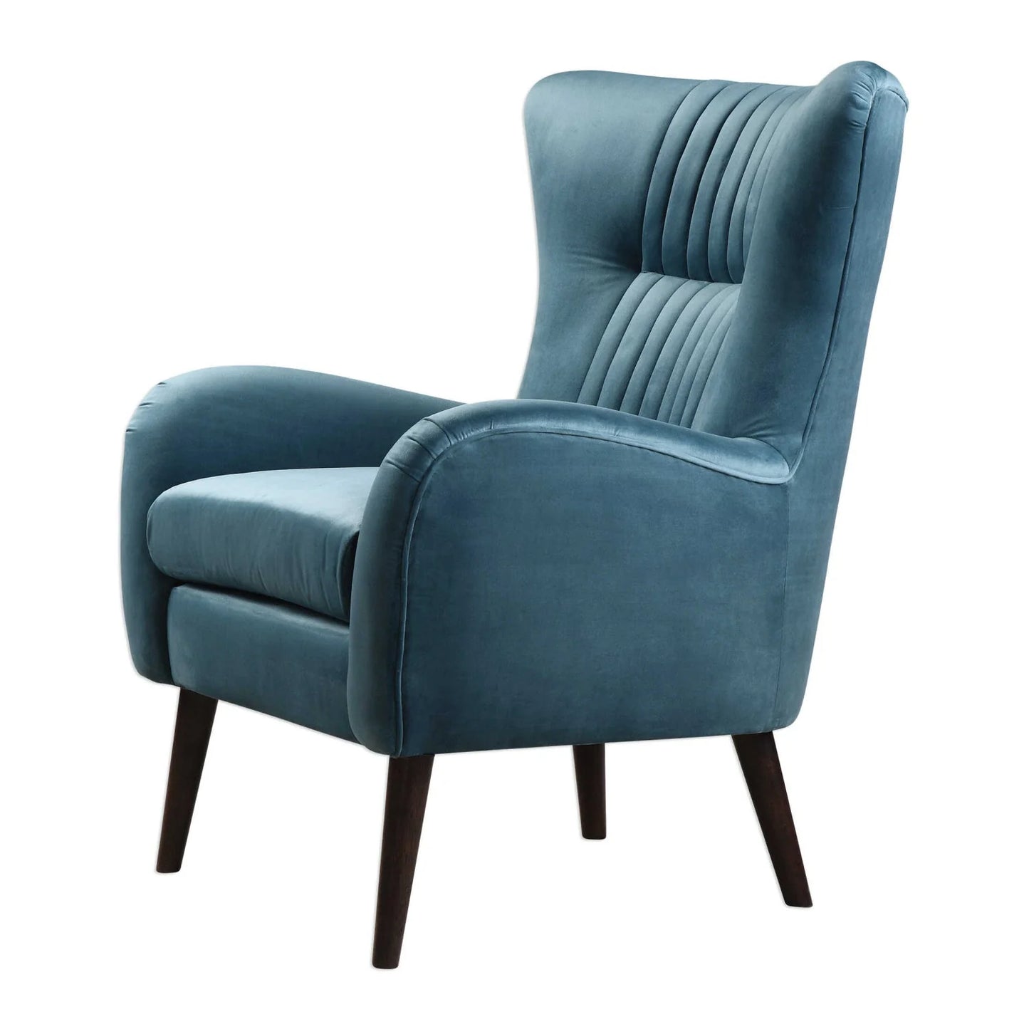 Luxury Teal Blue Velvet Accent Chair European Style for Villa