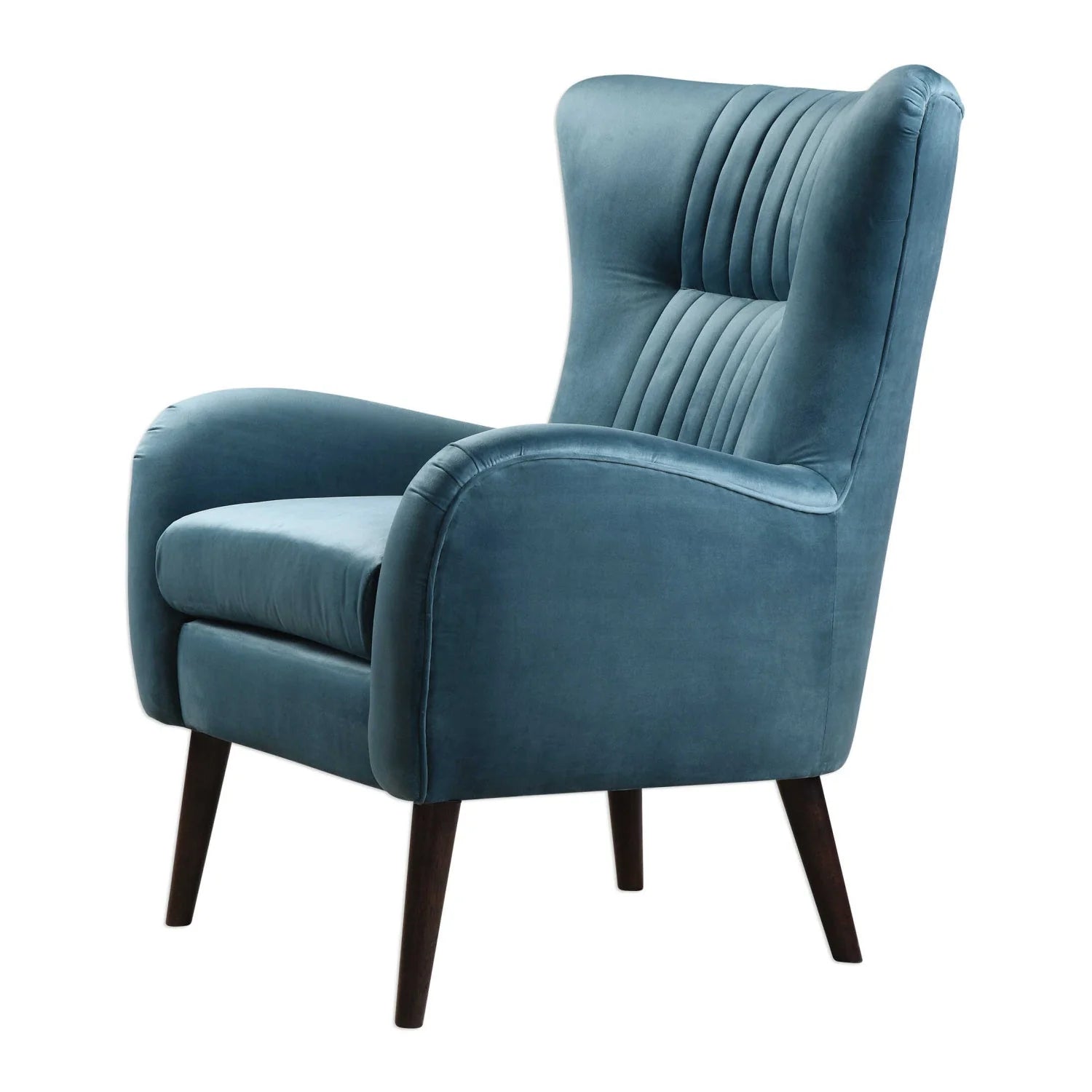 Luxury Teal Blue Velvet Accent Chair European Style for Villa