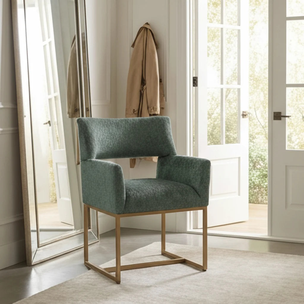 Luxury Teal Cutout Modern Dining Chair European Style for Villa