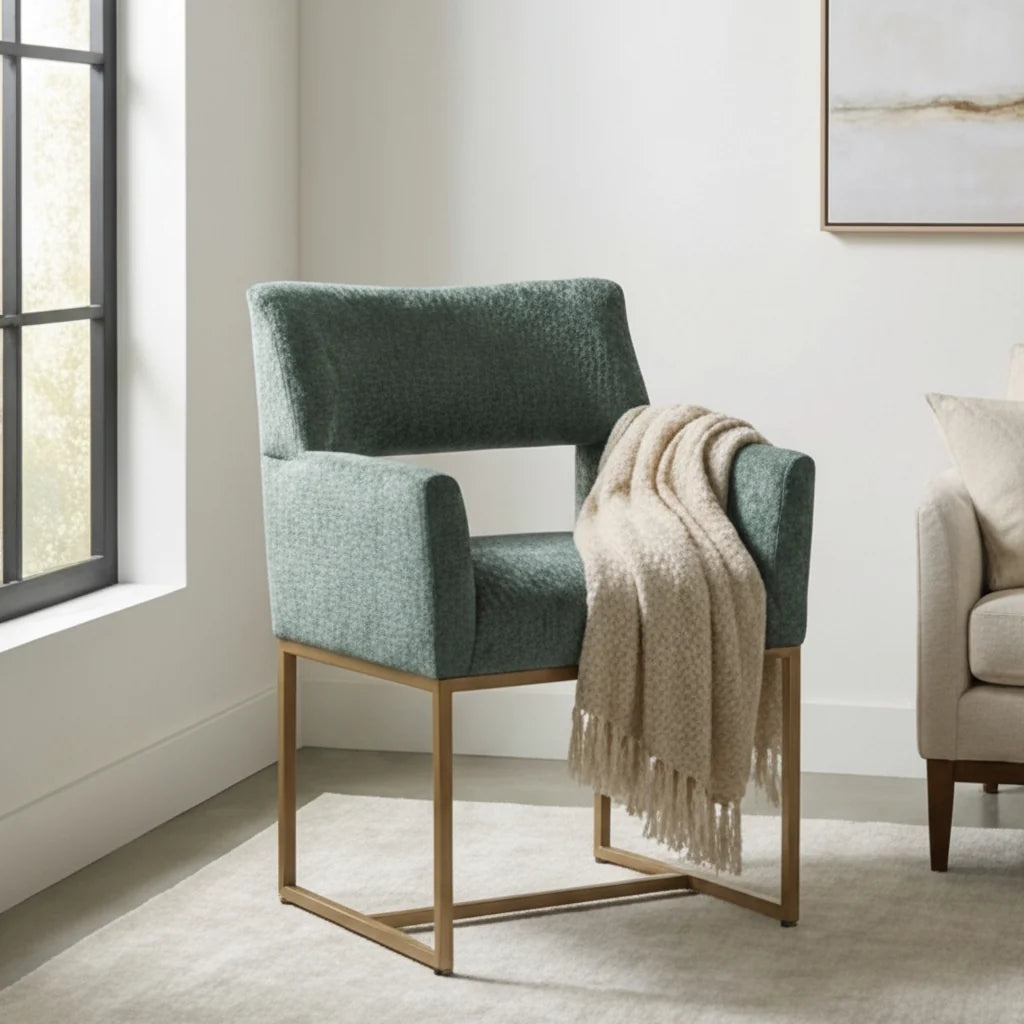 Luxury Teal Cutout Modern Dining Chair European Style for Villa