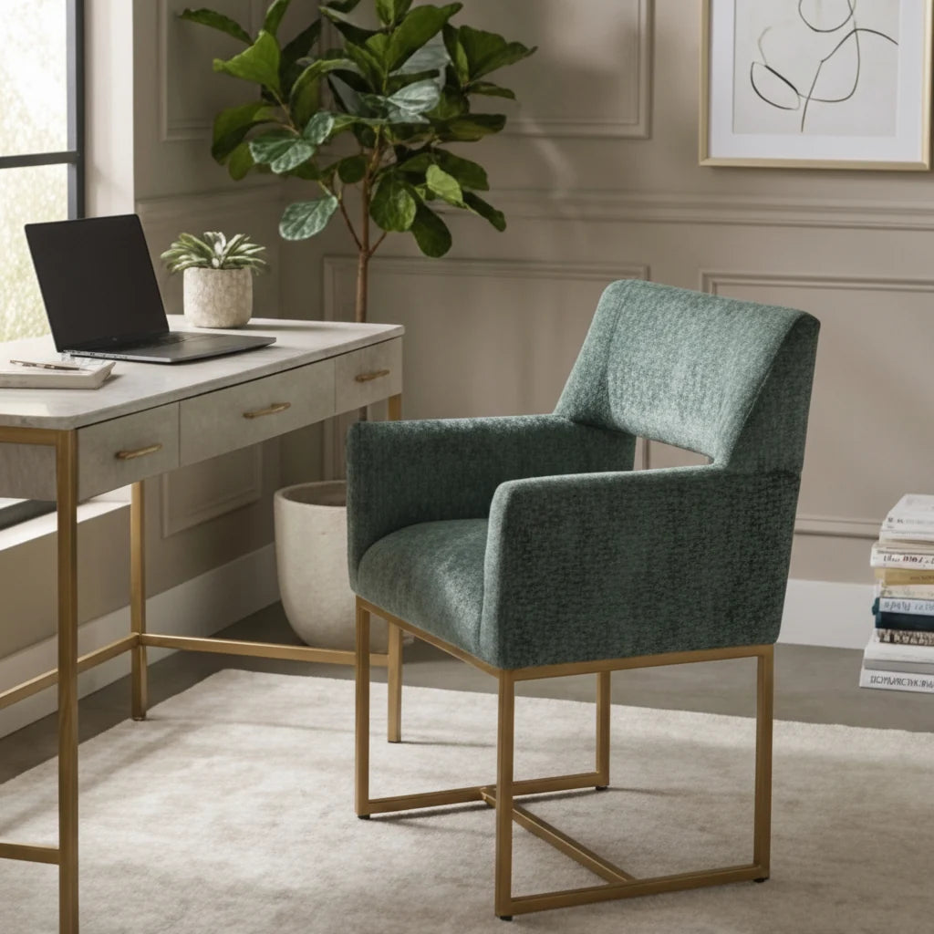 Luxury Teal Cutout Modern Dining Chair European Style for Villa