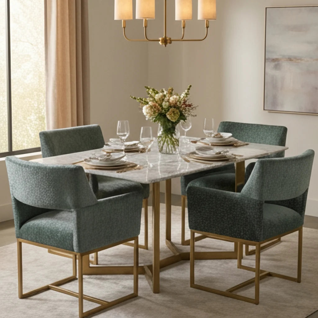 Luxury Teal Cutout Modern Dining Chair European Style for Villa