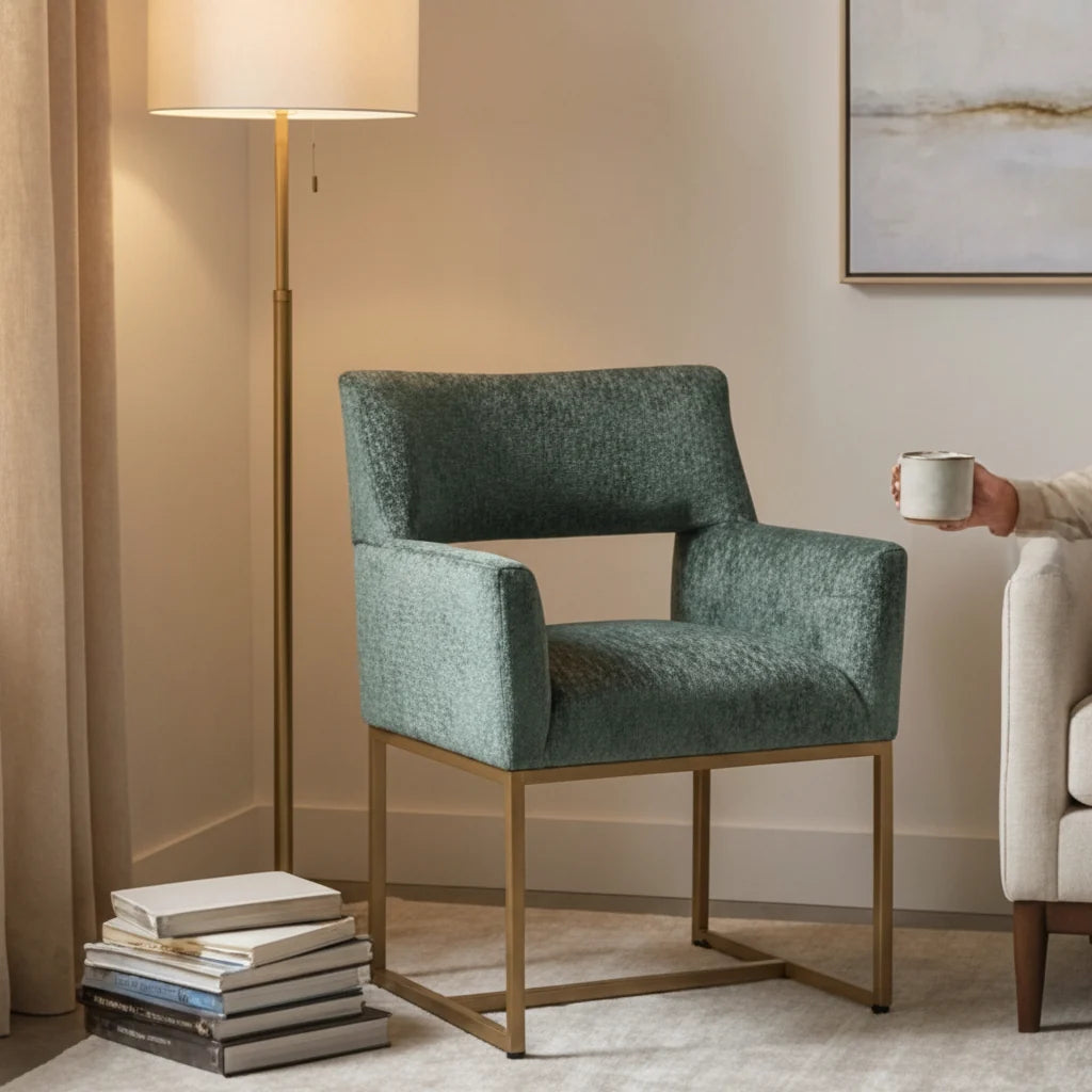 Luxury Teal Cutout Modern Dining Chair European Style for Villa