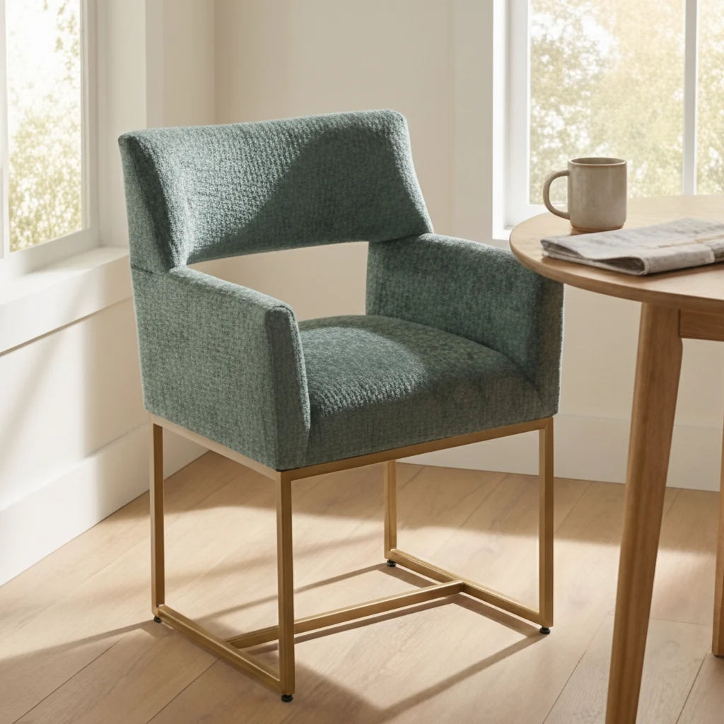 Luxury Teal Cutout Modern Dining Chair European Style for Villa