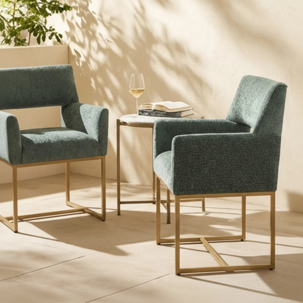 Luxury Teal Cutout Modern Dining Chair European Style for Villa