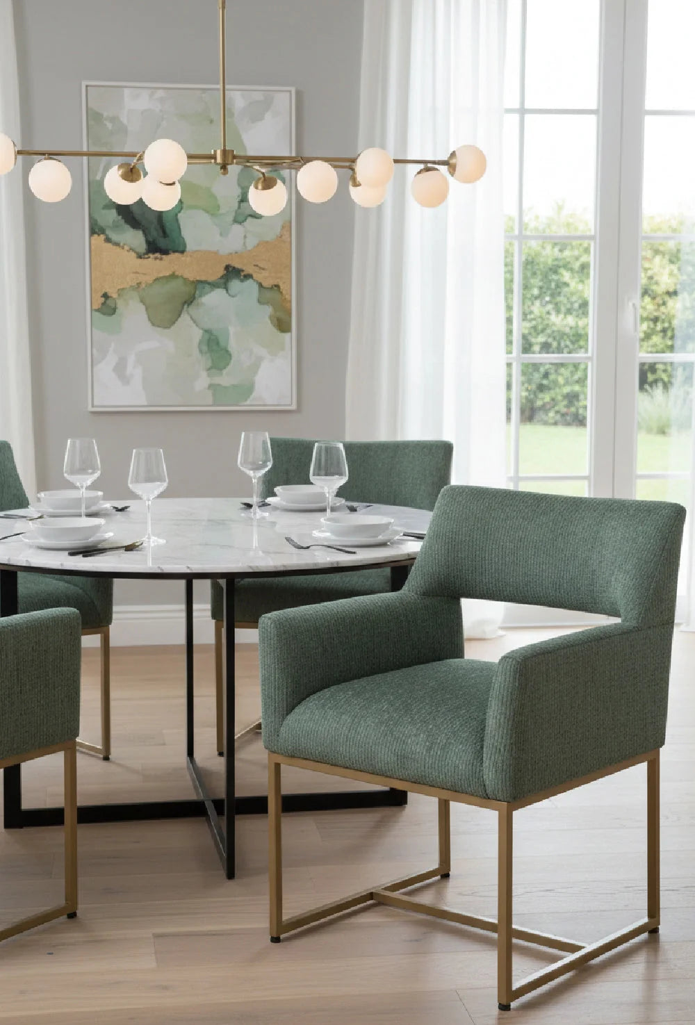 Luxury Teal Cutout Modern Dining Chair European Style for Villa