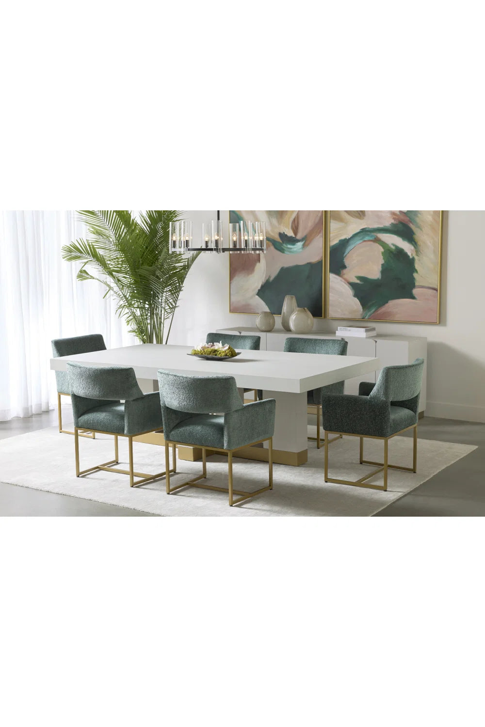 Luxury Teal Cutout Modern Dining Chair European Style for Villa