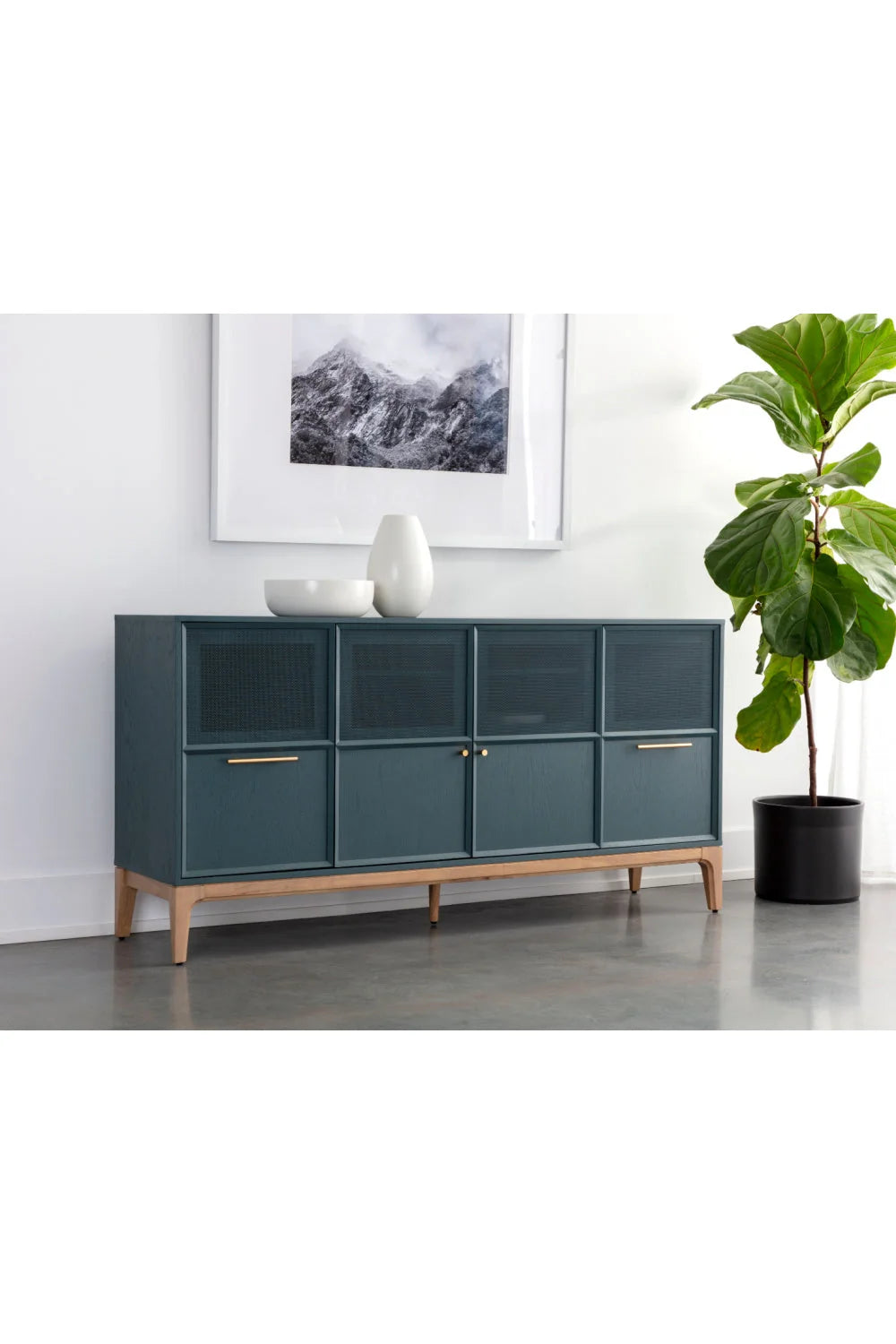 Luxury Teal Oak Sideboard European Style for Villa