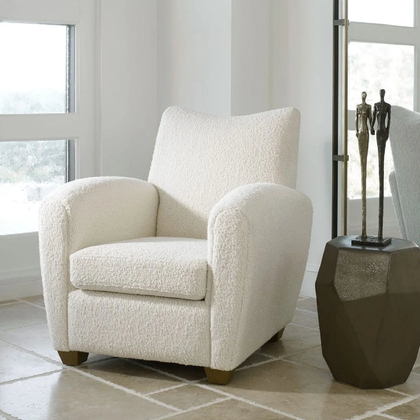 Luxury Teddy Fabric Accent Chair Modern European Style for Villa