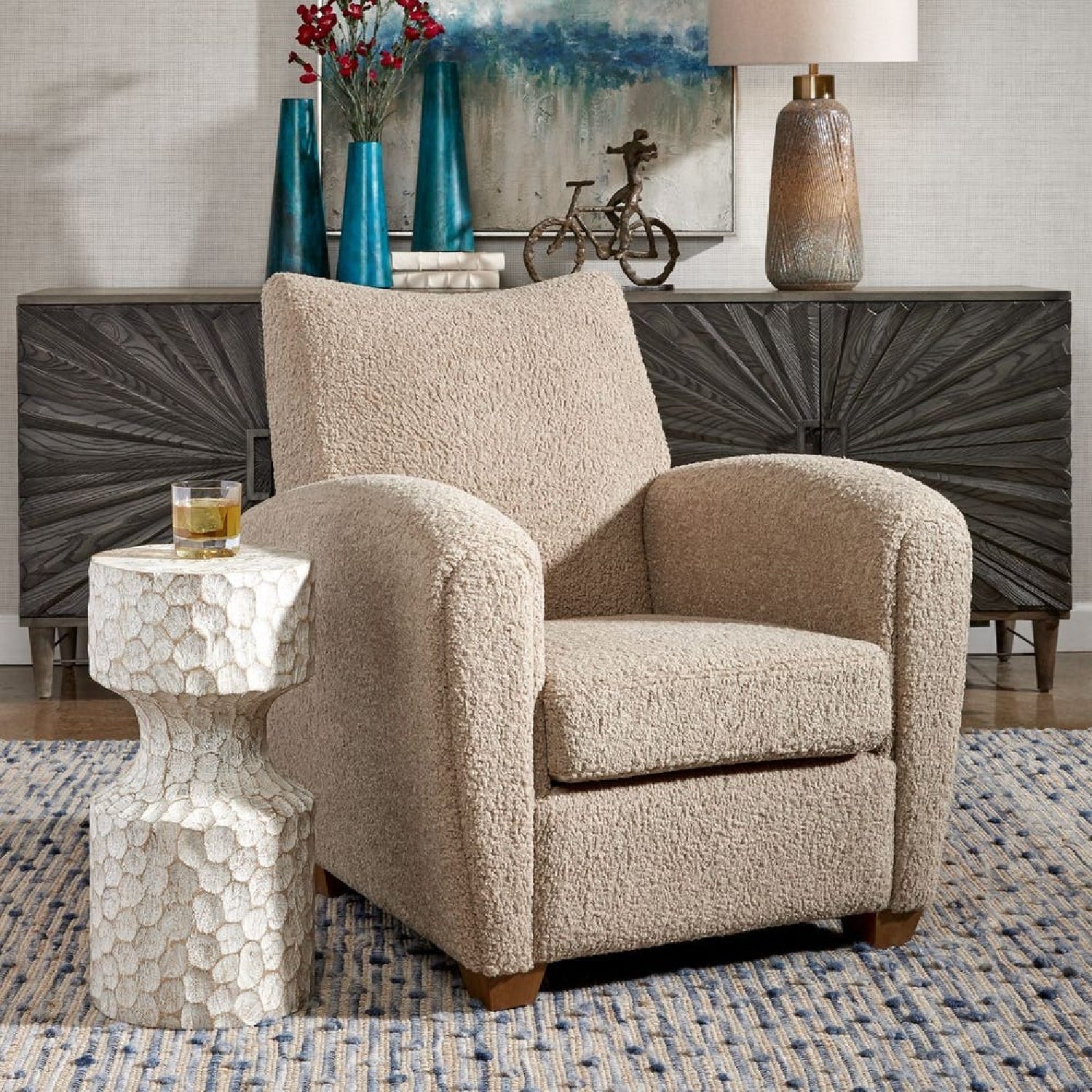Luxury Teddy Fabric Accent Chair Modern European Style for Villa