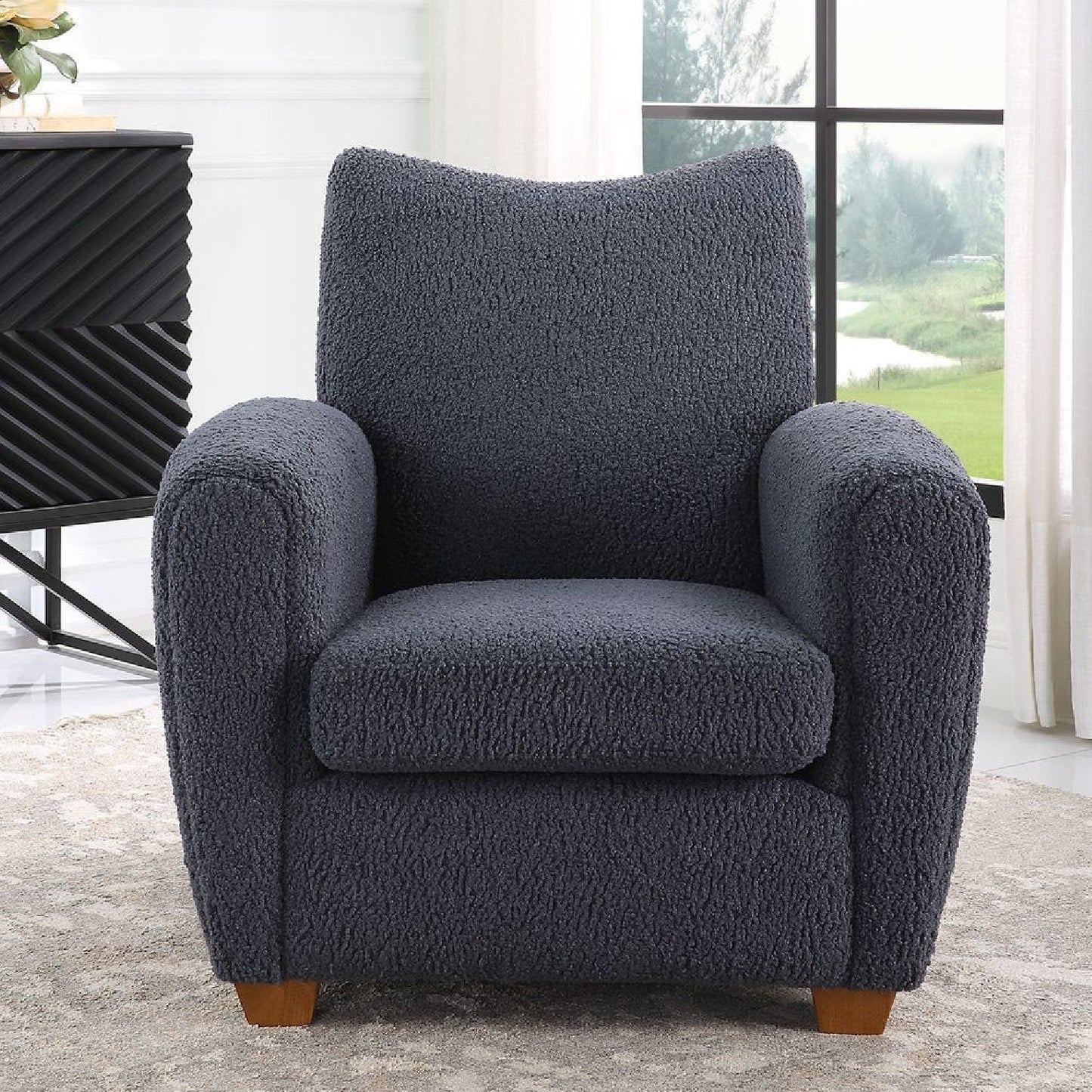 Luxury Teddy Fabric Accent Chair Modern European Style for Villa