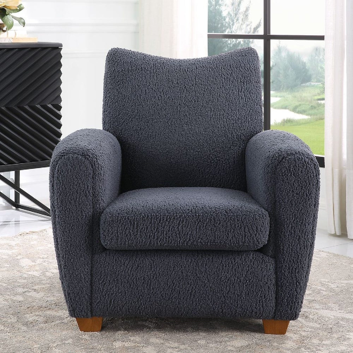 Luxury Teddy Fabric Accent Chair Modern European Style for Villa