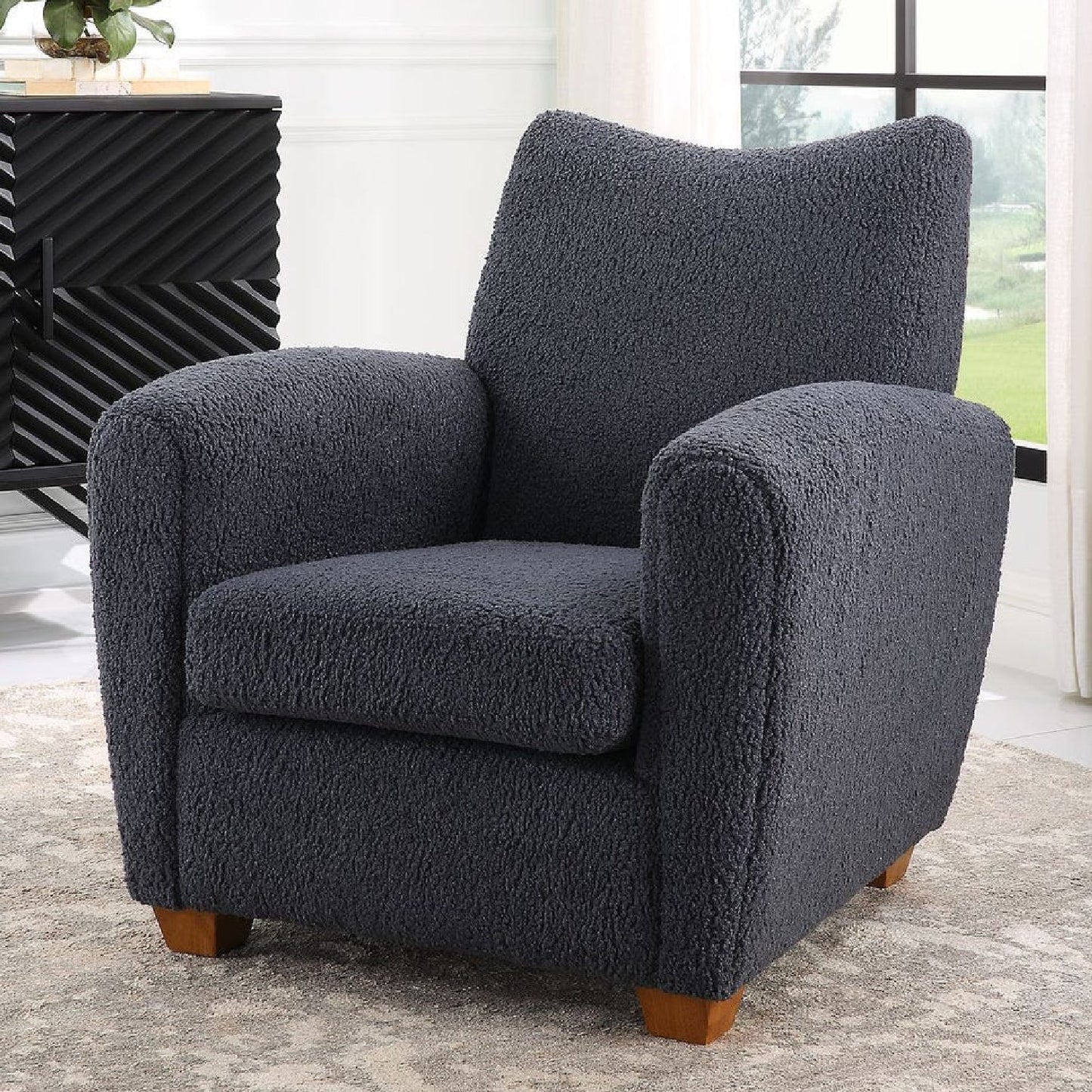 Luxury Teddy Fabric Accent Chair Modern European Style for Villa