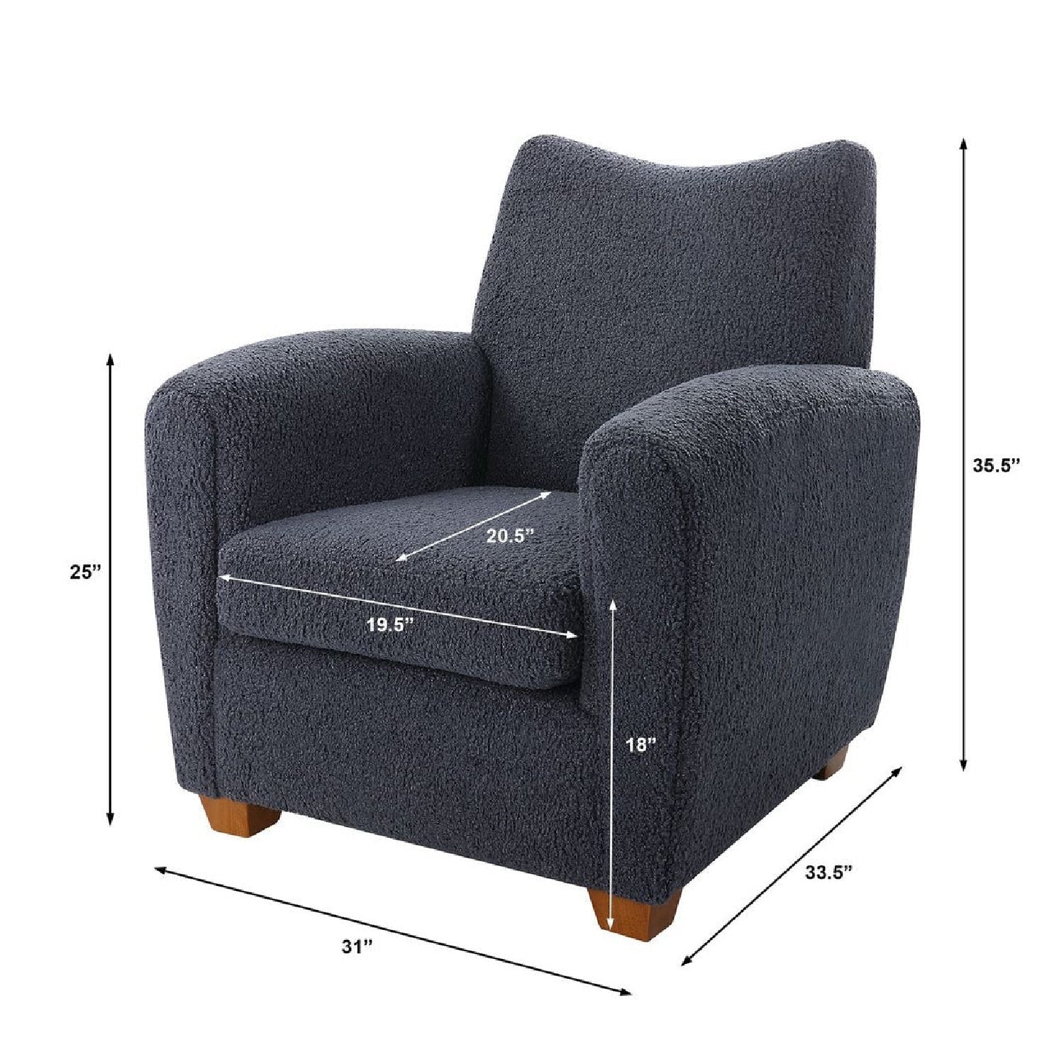 Luxury Teddy Fabric Accent Chair Modern European Style for Villa