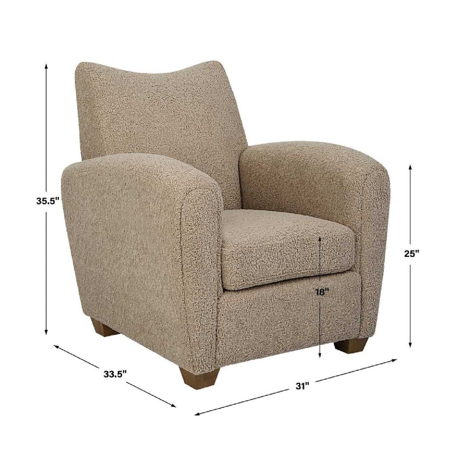 Luxury Teddy Fabric Accent Chair Modern European Style for Villa