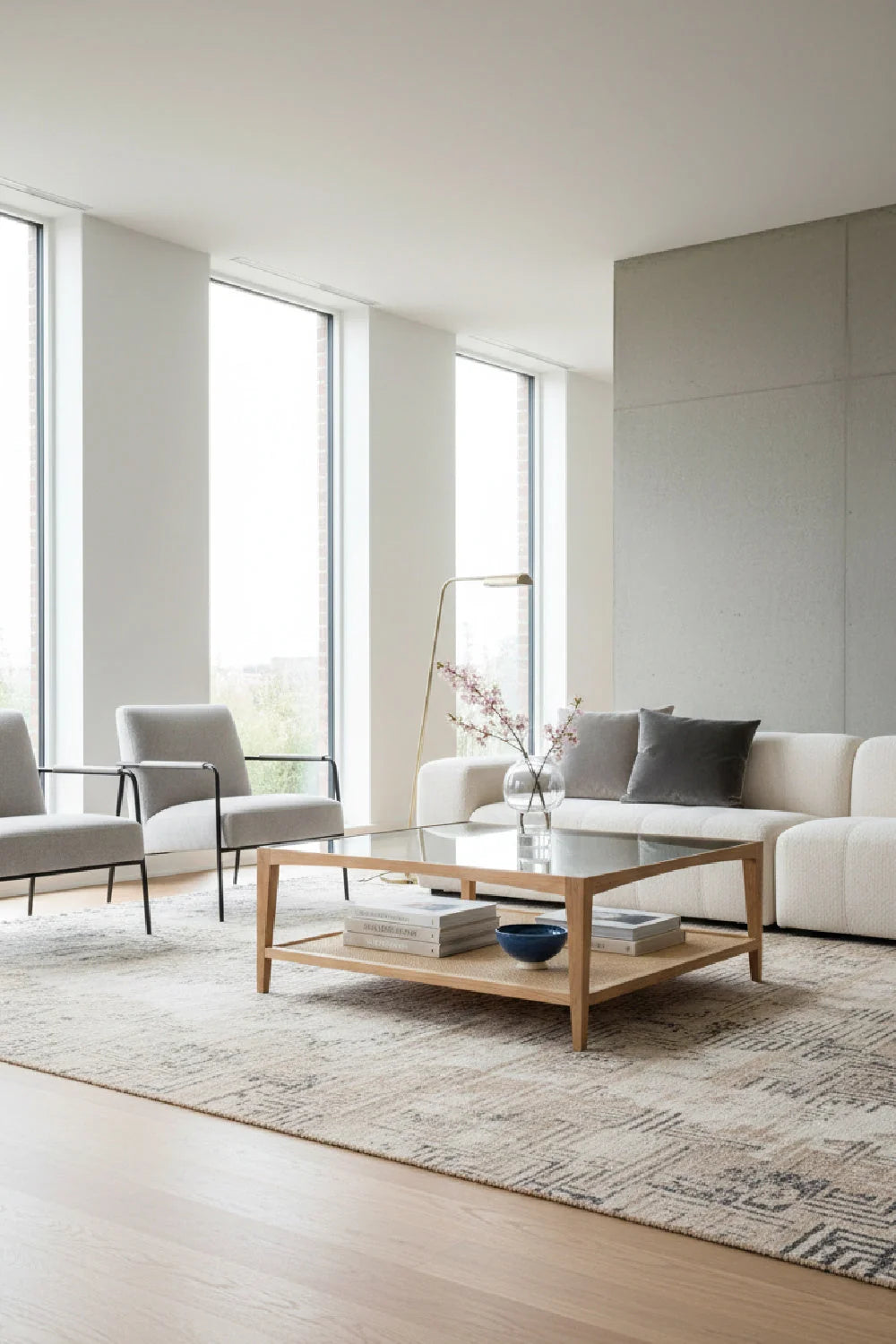 Luxury Tempered Glass Coffee Table Modern Italian Style for Villa