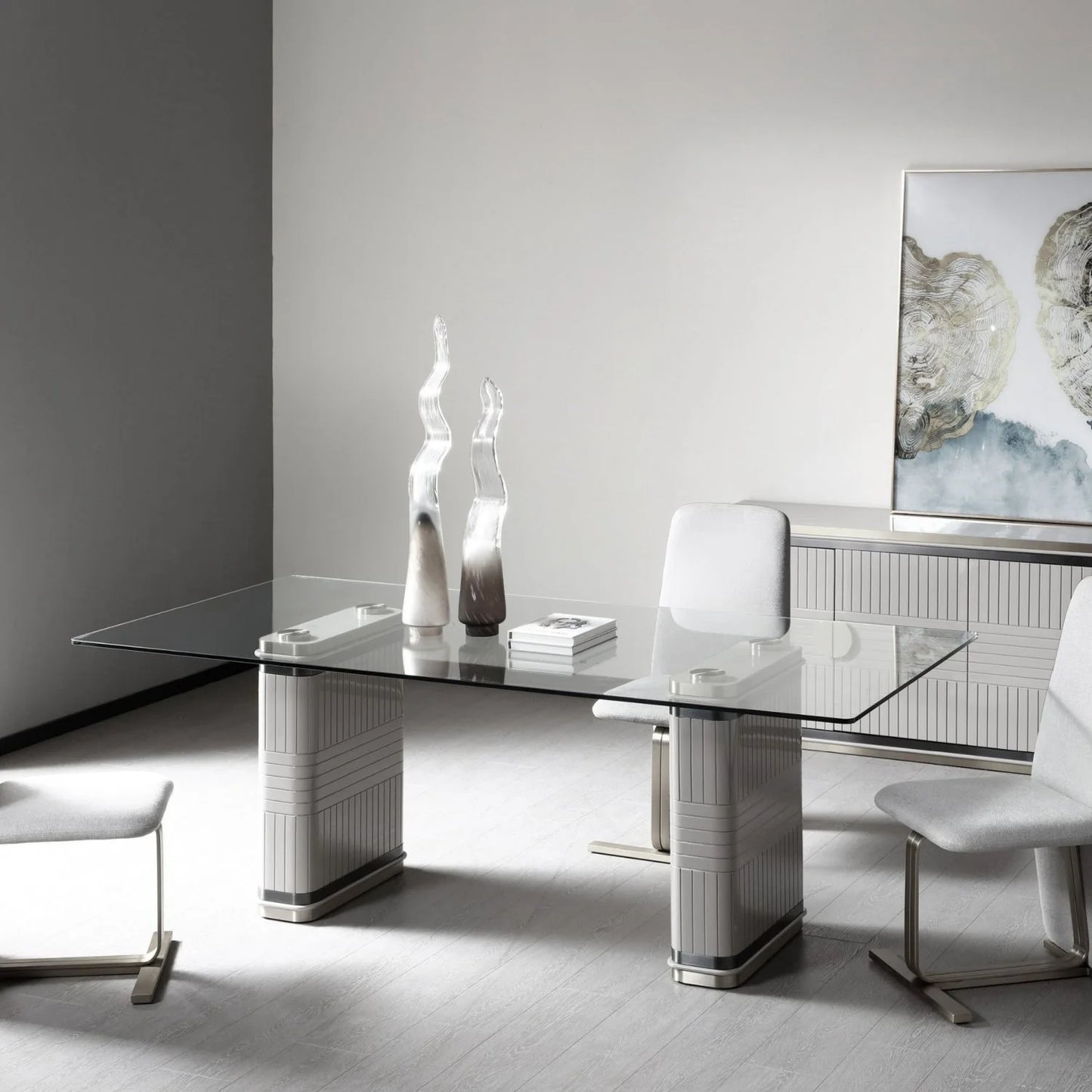 Luxury Tempered Glass Dining Table Modern Italian Style for Villa